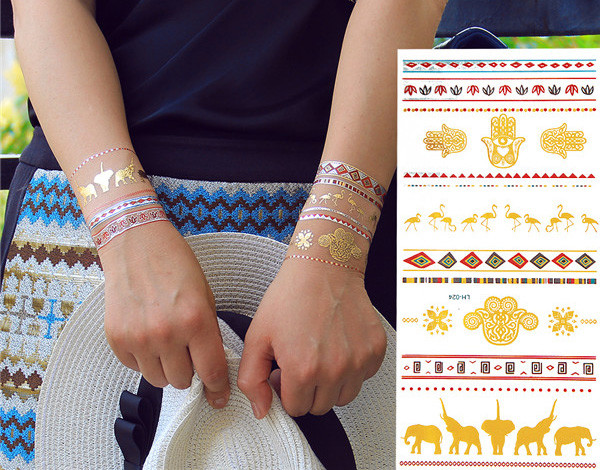 Metallic temporary tattoo, Custom temporary tattoo, fake tattoo