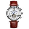 Buy cheap Brown Genuine Leather Luxury White Dial Automatic Movement Mens Waterproof Automatic Mechanical Watch from wholesalers