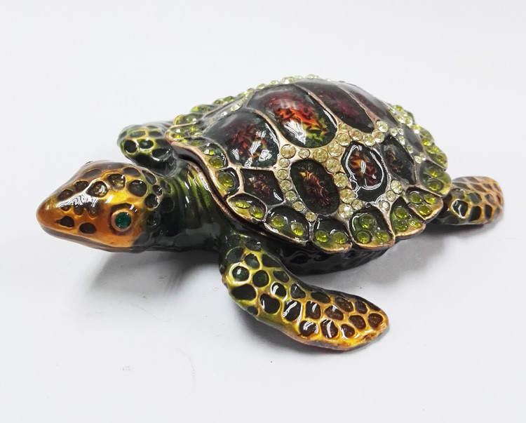 Turtle jeweled animal trinket box turtle trinket jewelry box turtles antique pewter jewelry box
