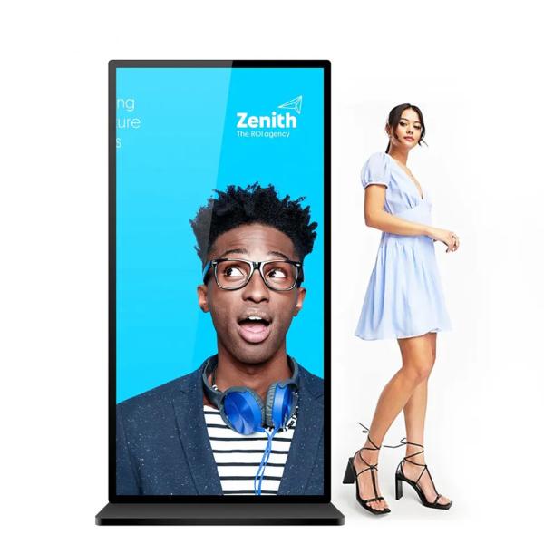 Full Screen 75inch Digital Signage Display , Floor Standing LCD Advertising