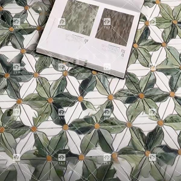 Buy cheap Natural Stone Marble Mosaic Floor Wall Tile Flower Pattern For Bathroom Mosaic Tile from wholesalers