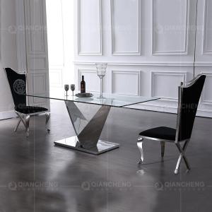 Wholesale Stable OEM Tempered Glass Dining Table Rectangle 1.2mm 201 stainless steel from china suppliers