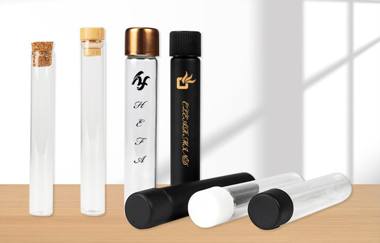 Child Resistant Joint Tube Custom Color Glass Pre Roll Tube Childproof Screw Lid Included