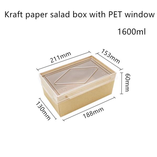 Buy cheap PET Lid Kraft Paper Disposable Food Containers 2100 1600 1400ml from wholesalers