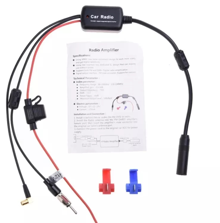 RG174 Cable DAB Car Radio Signal Amplifier with DAB Splitters and Impedance 75ohm