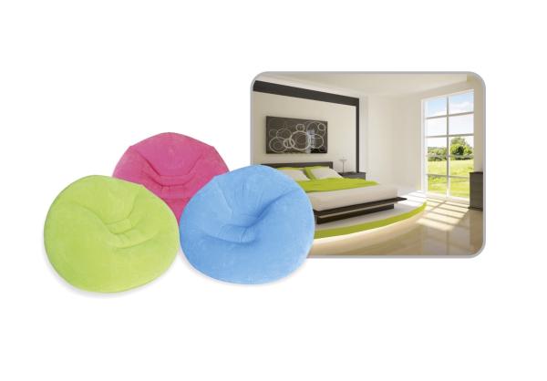 Fantastic Flocked Air Bed Inflatable Cosy Chair Light Weight Convenient
