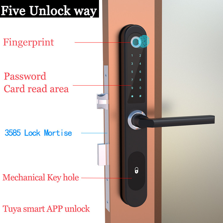 Fingerprint Aluminum Sliding Gate Keyless Waterproof Smart Locks