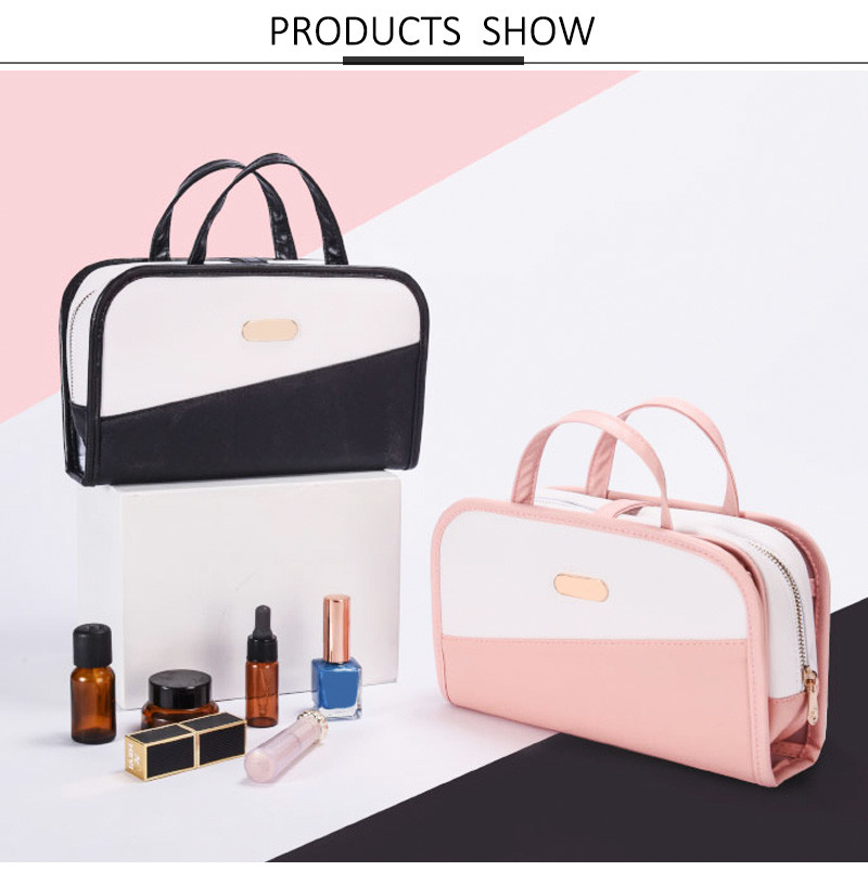 Eco Friendly Women Portable Travel PU Leather Toiletry Makeup Bag
