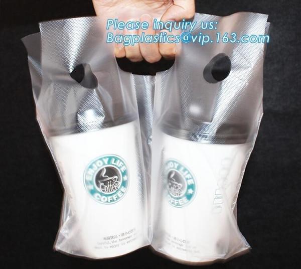 Buy cheap 100% Biodegradable Cup bags, HDPE polyethylene plastic coffee juice cups drinking carrier take out bag Tea Cup Tea Holde from wholesalers