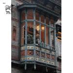 Wrought Iron Sun Room Greenhouse Green Metal Bay Window Entrance Doors Living