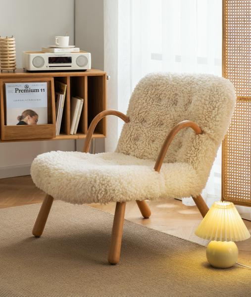 Buy cheap White Sheep Wool Chair 87*67cm Leisure With 45cm Chair Pedal Combination from wholesalers
