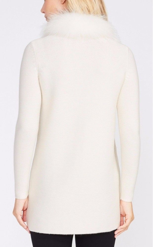70 Wool 30 Cashmere Knit Cardigan Sweater Warm With Fur Collar Multi Size