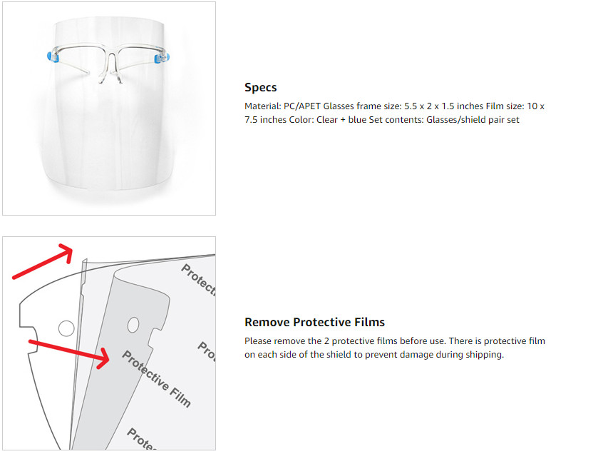 Fashion Splash Proof ODM Disposable Protective Face Shield