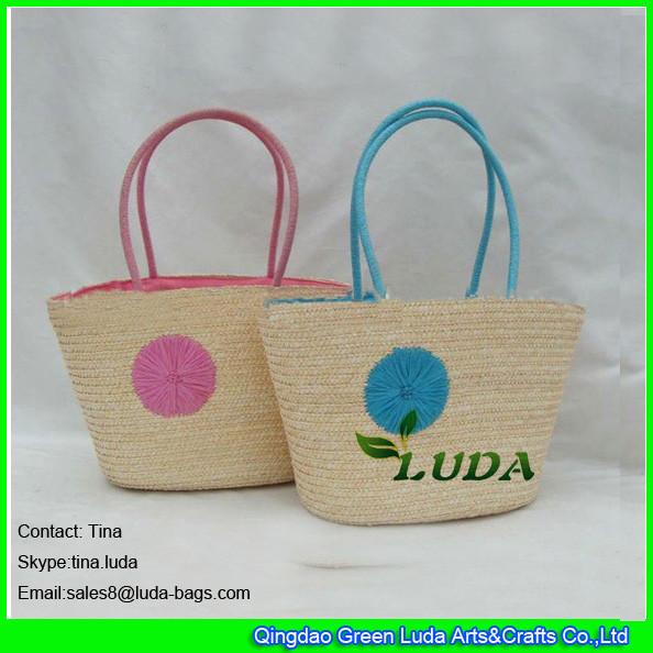 Buy cheap LUDA wheat straw woven straw bags embroidery dots funky beach bags from wholesalers