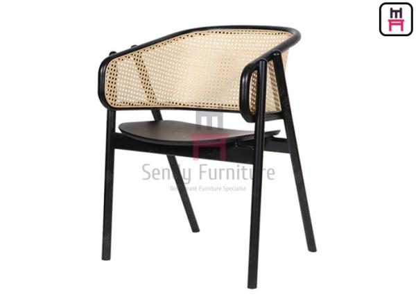 Buy cheap Walnut Lacquered 0.3cbm Restaurant Cane Dining Chair With Armrests from wholesalers