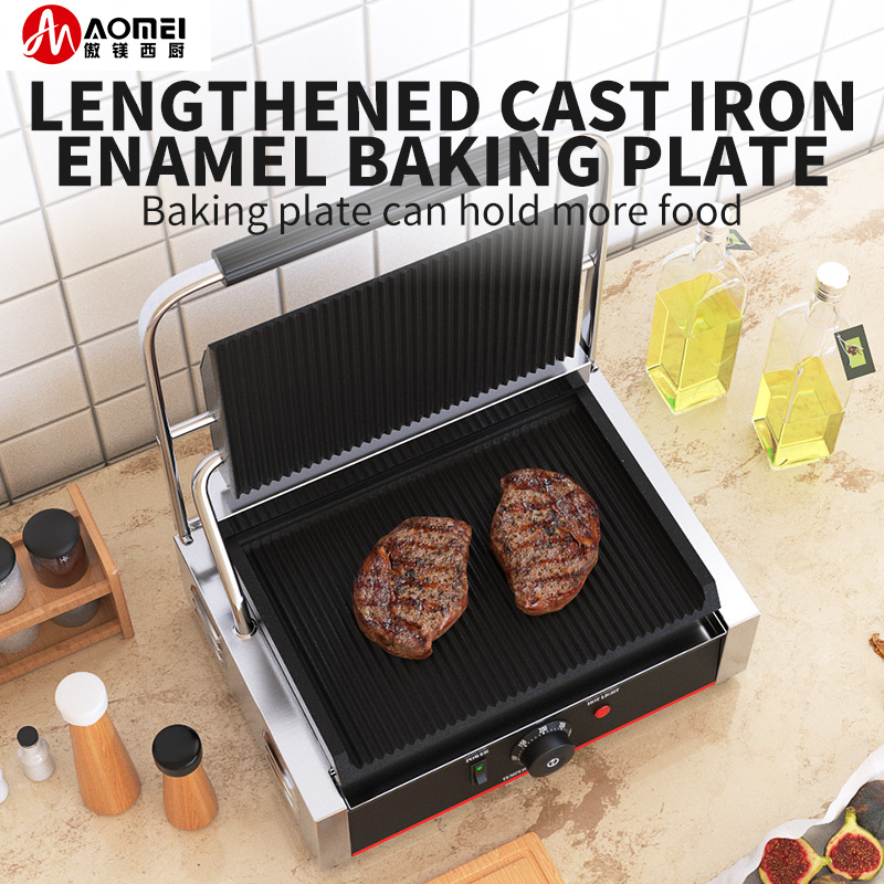 Commercial Kitchen Equipment Electric Contact Grill with Stainless Steel Construction