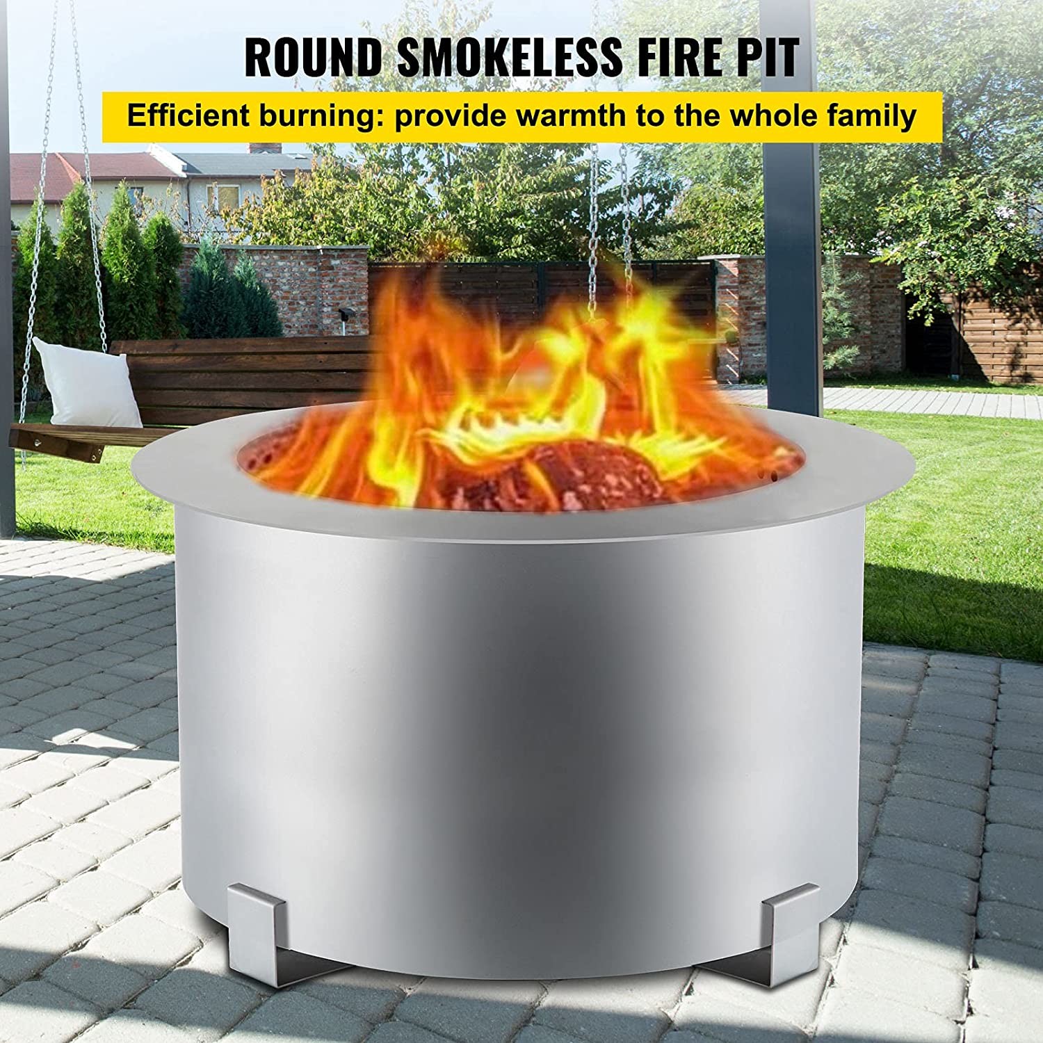 Metal Smokeless Wood Fire Pit Stone Camping Steel Outdoor Table Fire Circle