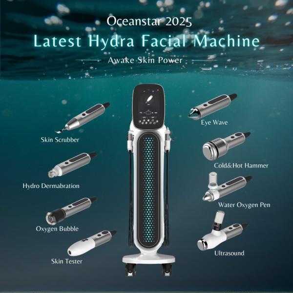 Multifunctional Standing 8 In 1 Hydrafacial Machine Skin Care Oxygen Jet Skin