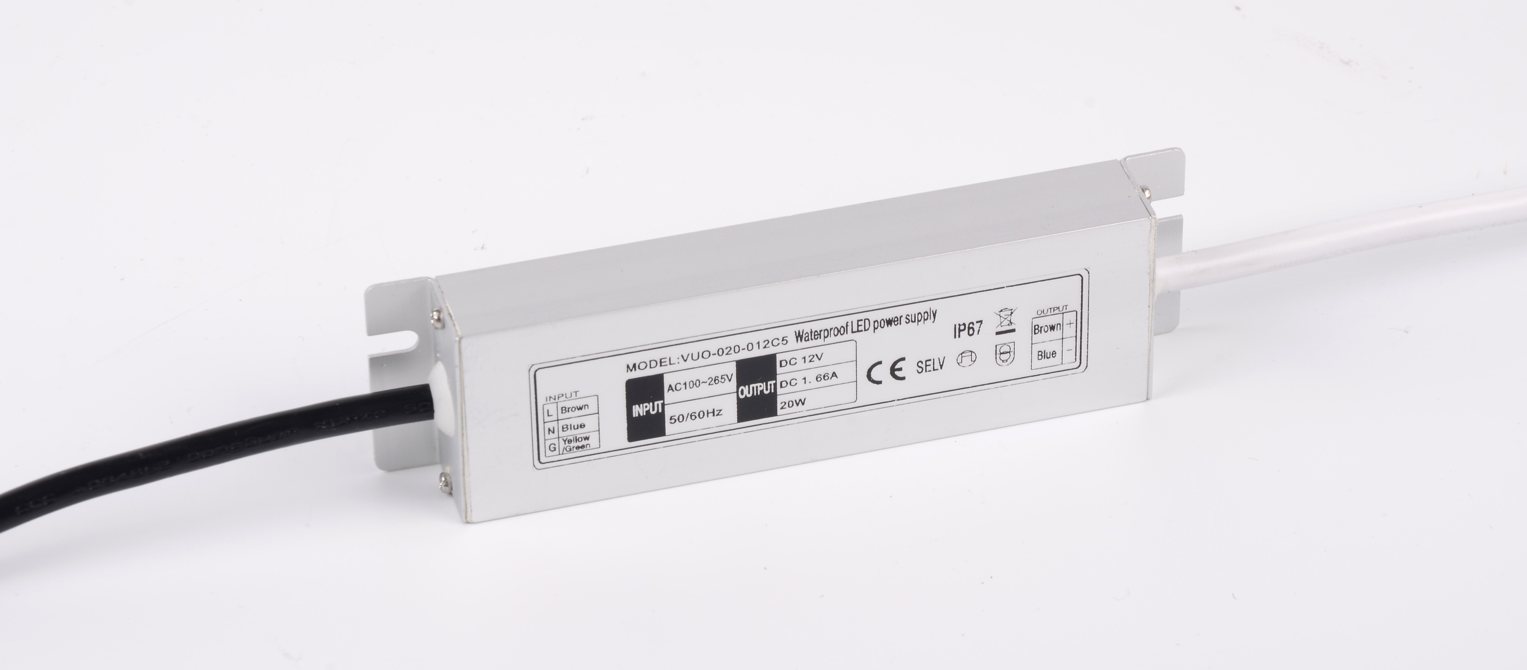 Waterproof DC 12V 20W Slimline LED Driver Start Delay Design For Strip Light