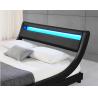 Buy cheap Plywood LED Upholstered Bed Light Headboard PU Black Leather Double Bed Frame from wholesalers