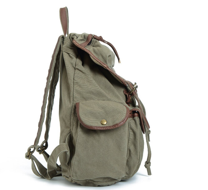 Vintage Canvas Leather Backpack School Bag Satchel For Outdoor Hiking / Climbing