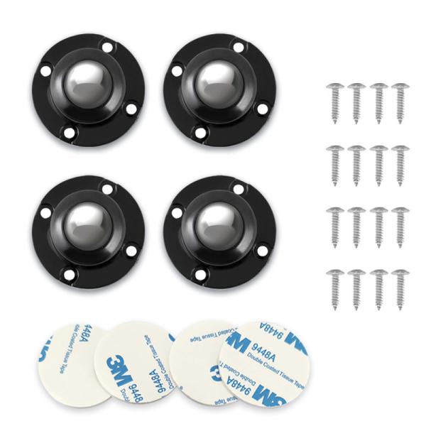 Set Of 4 High Quality 1 Inch Self-Adhesives Swivel Stainless Steel Roller