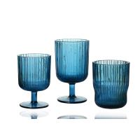 Buy cheap FDA Plain Stem Multi Colored Cut Crystal Wine Glasses Solid Ink Blue product