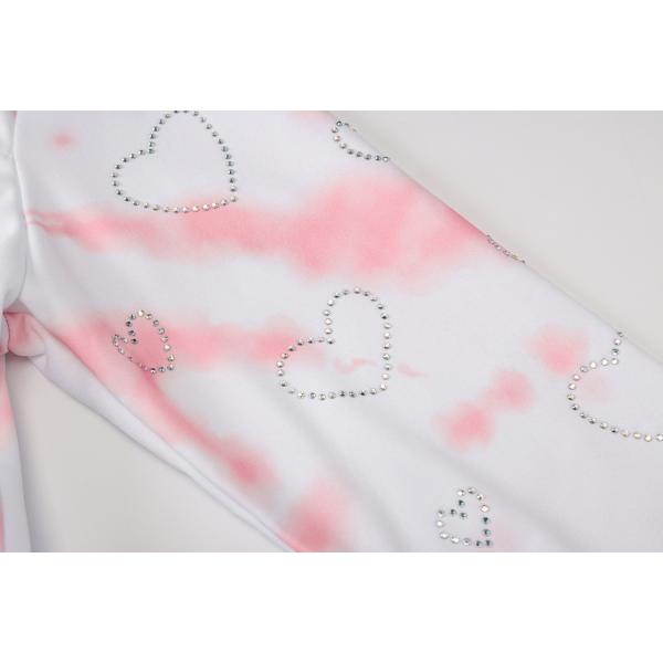 Spring 2022 Women's tie-dye Printed Rhinestone sweatshirt Loose collar long sleeve top