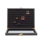 Multiple Cells Jewelry Display Plate Transparent Cover Leather Jewelry Display