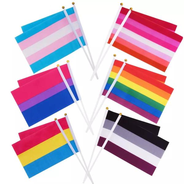 Quality Custom Logo Small Hand Flags LGBT Flag Portable 14x21cm/20x30cm/30x45cm for sale