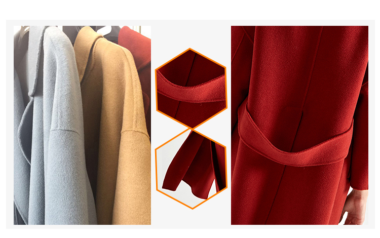 Red Color Women'S Long Wool Winter Coats ，Long Woolen Jacket For Ladies