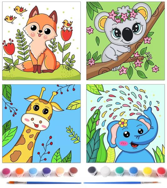 Buy cheap Beginner Friendly Pre Printed Canvas Oil Painting Set Cute Animals For Children from wholesalers