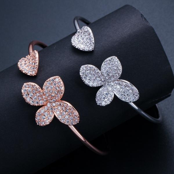 Buy cheap Fashion Flower Bracelet Shining CZ Crystal Bracelet CZ Bracelets Woman Bangle for Women Wedding Party Jewelry from wholesalers