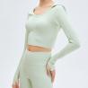 Buy cheap High Waist Ribbed Yoga Clothes Women Long Sleeve Hooded Crop Top Set from wholesalers