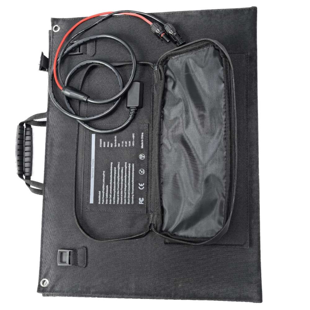Black Solar Folding Bag With Short Circuit Current Of 13.3A And Waterproof Functionality