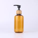 100ml Round Shoulder PET Plastic Shampoo Bottle Amber Body Wash Press Pump