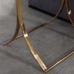 Unique design stanieless steel base tempered glass top end table square corner