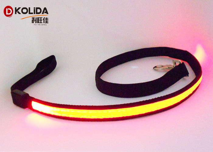 Orange / Blue Easy Walking LED Dog Leash Nature Nylon With Basic Collars