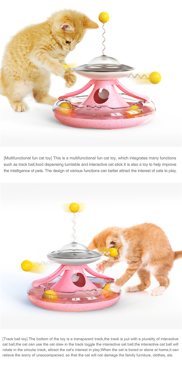 Wholesale Cat Turntable Track Ball Windmill Leaking Food Cat Toy Funny Cat Stick