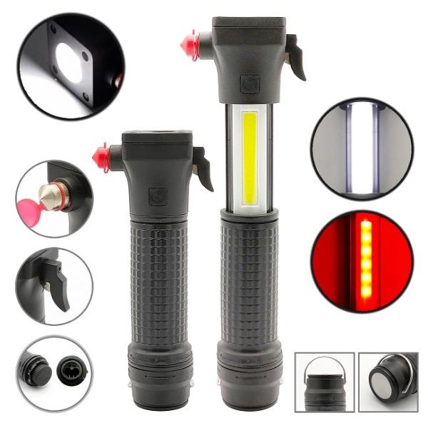 Buy cheap 7.6X4.1X16.5 (23.3)CM LED COB Work Light Emergency Hammer Belt Cutter Red Warning from wholesalers