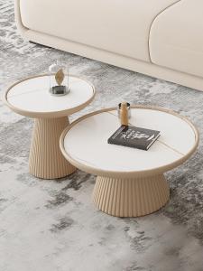 Wholesale PU Pedestal Marble Top Wood Coffee Table Round Bowl Shaped from china suppliers