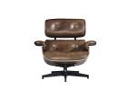 Vintage Industrial Leather Eams Leisure Swiviel Chair Bend wood Frame