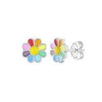 Buy cheap 925 Sterling Silver Enamel Colorful Princess Dainty Flower Stud Earring for Girl product