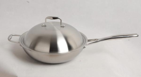 High quality Stainless steel wok, SHONLI-F-01,thickness 2.5mm with cast iron