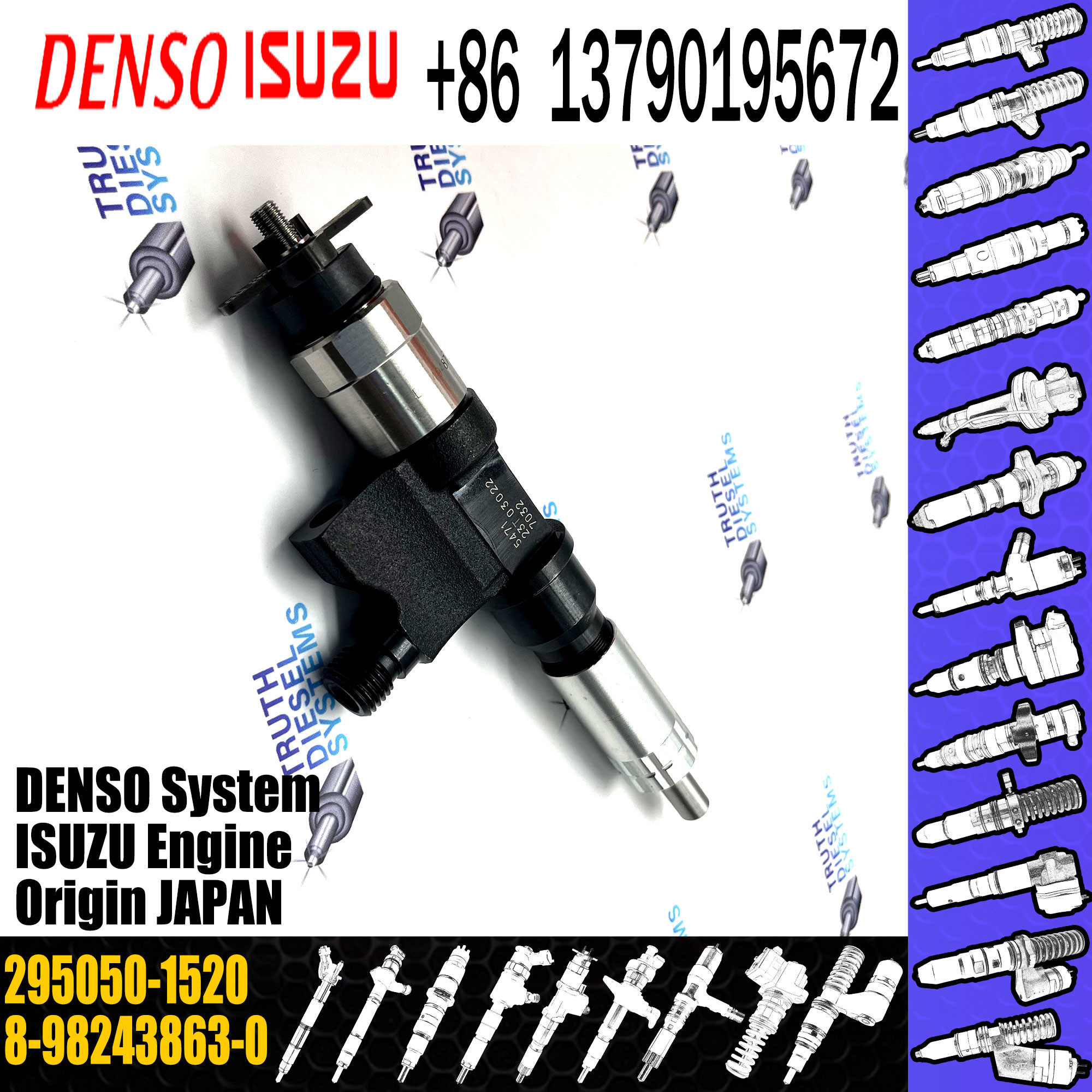 diesel fuel injector nozzle 8-98243863-0 295050-1520 8-98243863-1 injector for ISUZU 4HK1 common rail injector