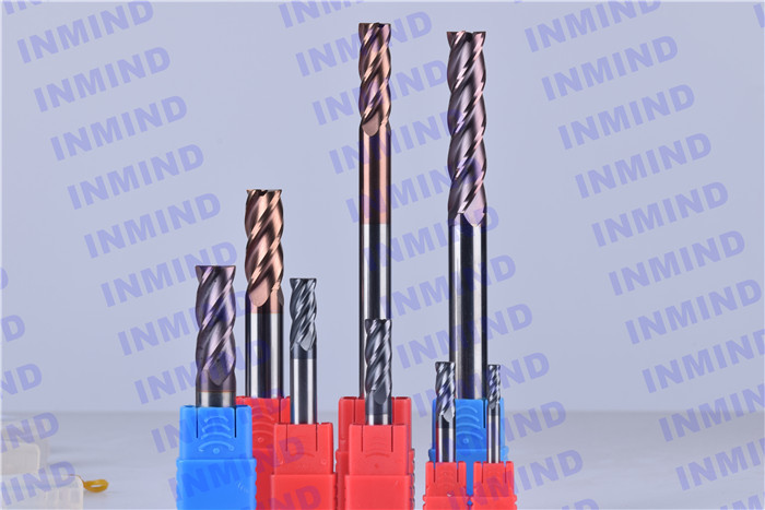 HRC65 high hardness Long shank Corner Radius end mill 4 Flute SiN TiSiN Coating 4mm - 12mm