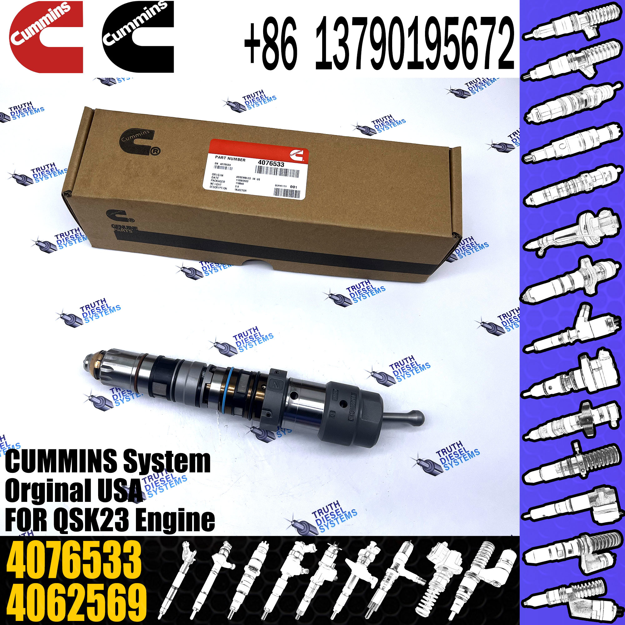 QSK23 Diesel engine fuel injector 4076533 4088431 4902827 4902828