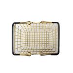 Portable Cute Storage Basket Mini Metal Gold Shopping Basket with Handles