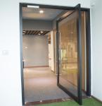 Modern Aluminium Pivot Entry Doors Black Internal Glass Thermal Break AS2047