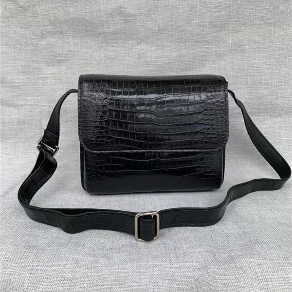 Buy cheap Authentic Alligator Leather Male Flap Purse Cross Shoulder Bag Genuine Crocodile Belly Skin Businessmen Messenger Bag from wholesalers